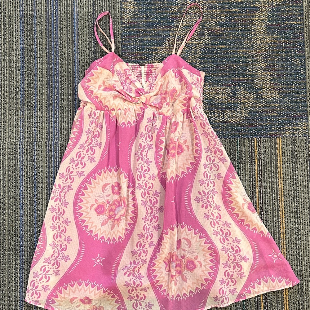 Free People spaghetti strap Floral Dress in Pink and Cream